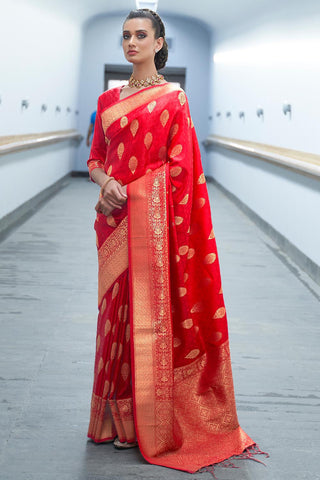 Red Color Bollywood Style Banarasi Silk With Contrast Work Stunning Look  Saree Party Wear Saree Kanchipuram Pure Silk Saree Beautiful Saree - Etsy | Red  saree wedding, Saree wedding, Saree