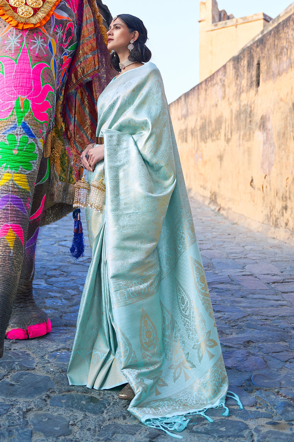 Powder Blue Kanjivaram Saree