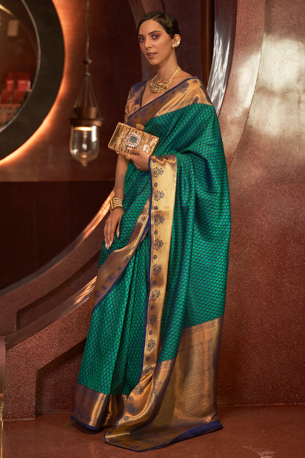 Teal Green Kanjivaram Saree