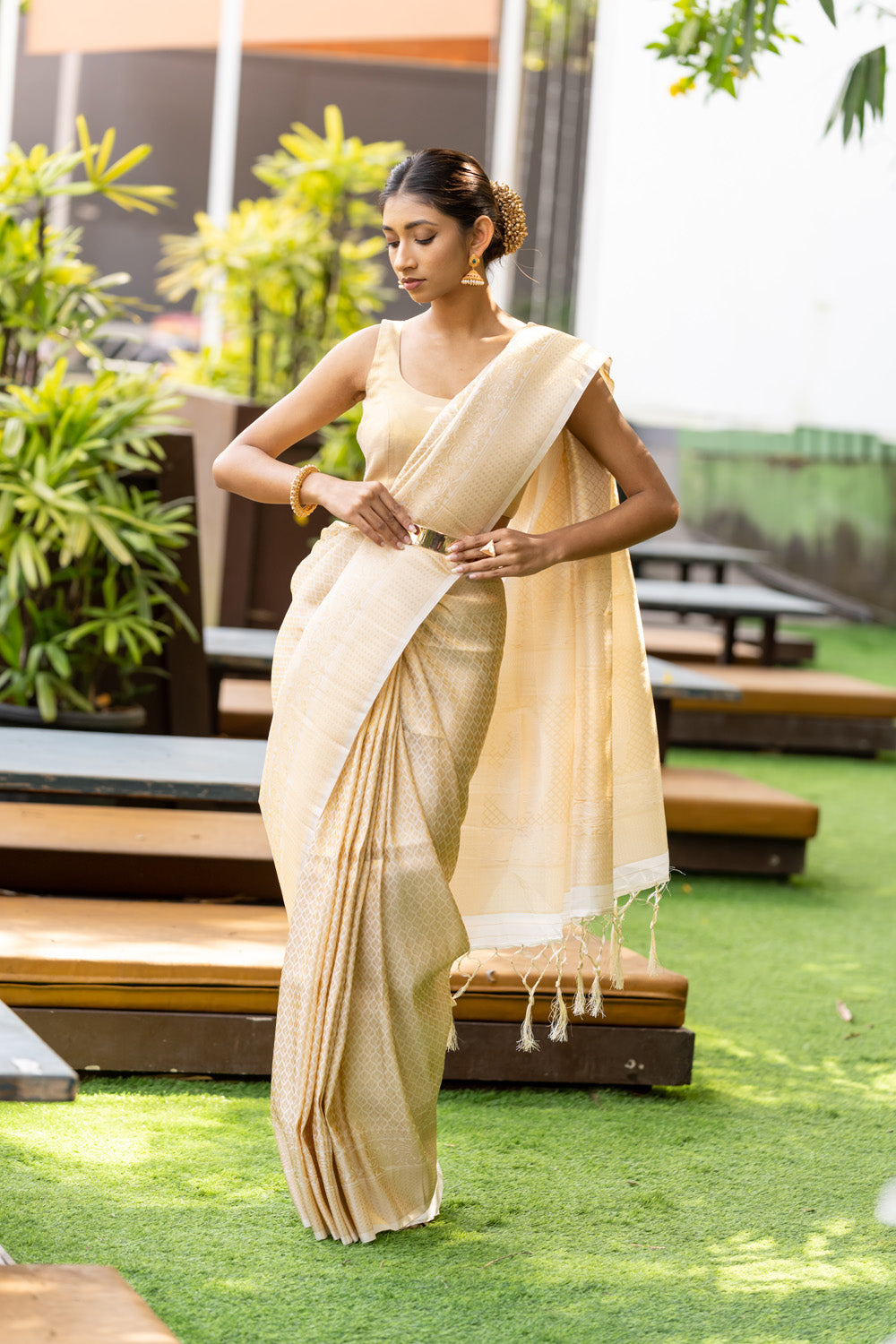 Windham Cream Kanjivaram Saree