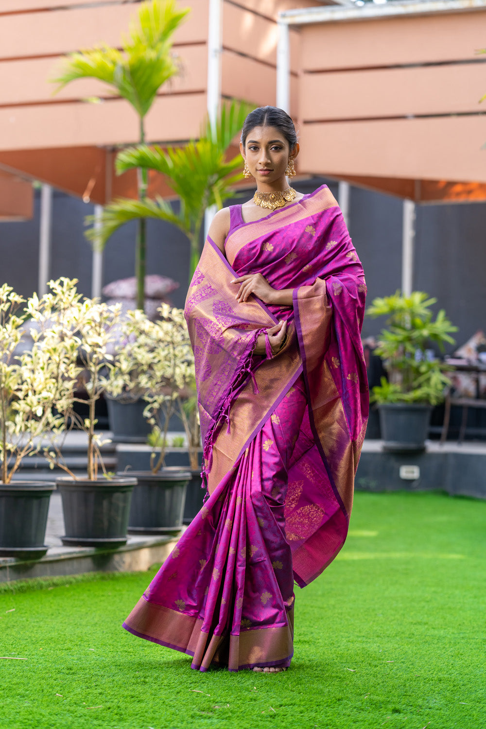 Byzantium Purple Banarasi Saree