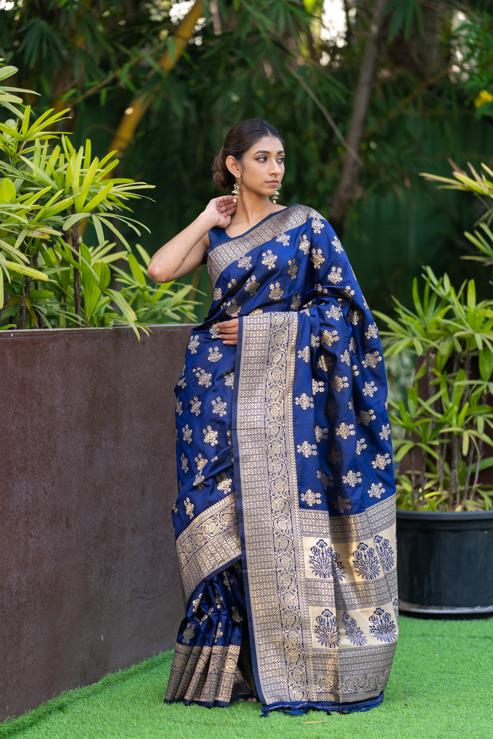 Cobalt Blue Banarasi Saree