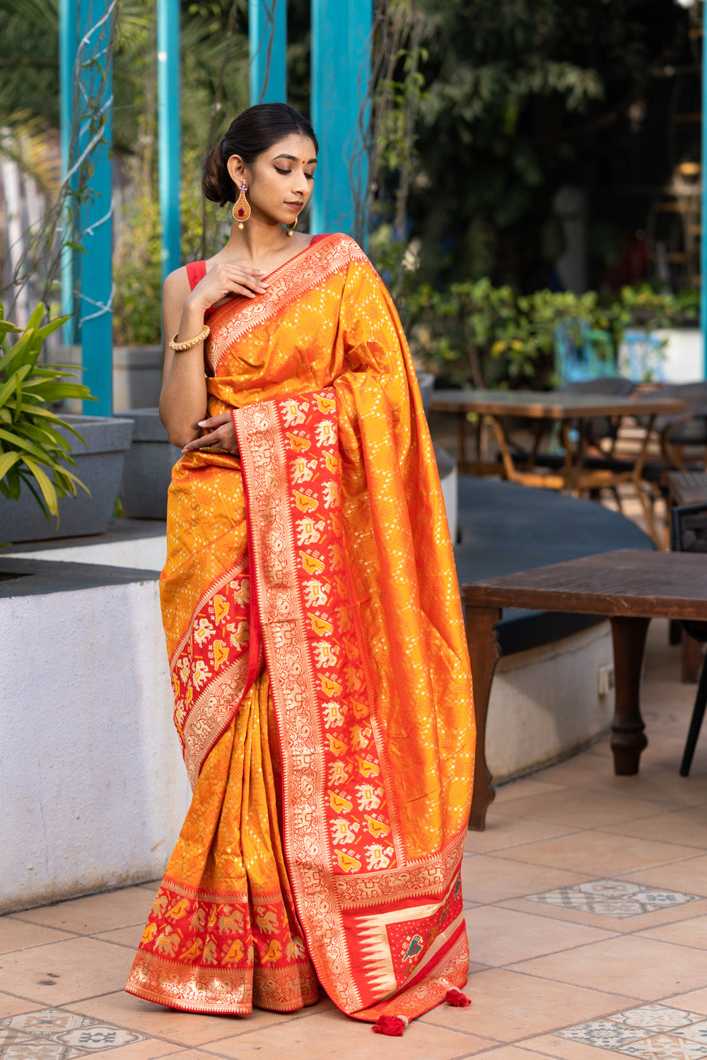 Spice Orange Designer Banarasi Saree