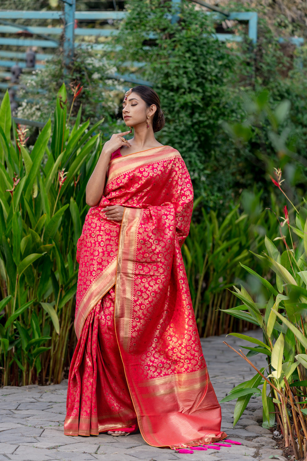 Crimson Pink Designer Banarasi Saree