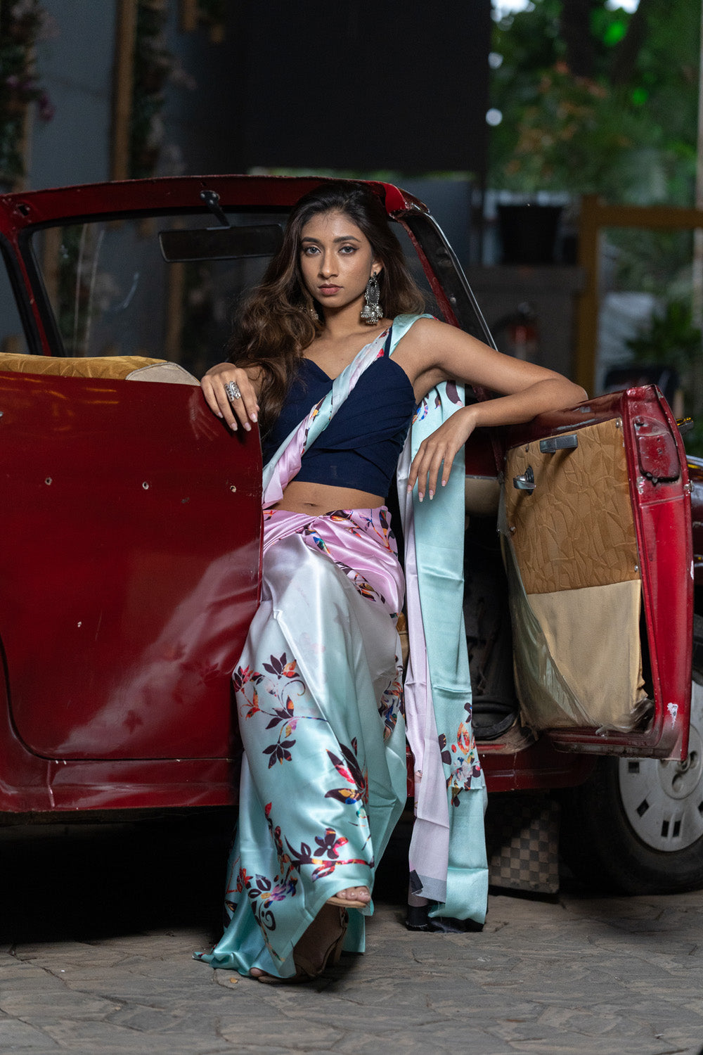 Light Blue Satin Silk Saree