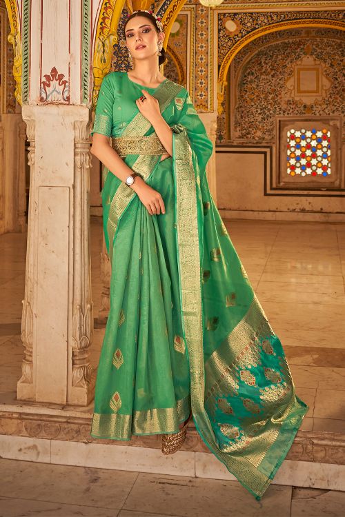 Fern Green Banarasi Silk Saree