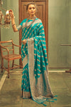 Ocean Blue Banarasi Silk Saree