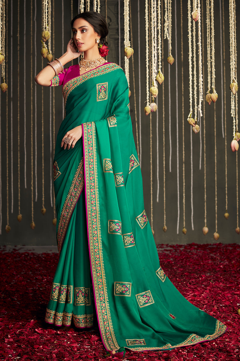 Teal Green South Silk Saree