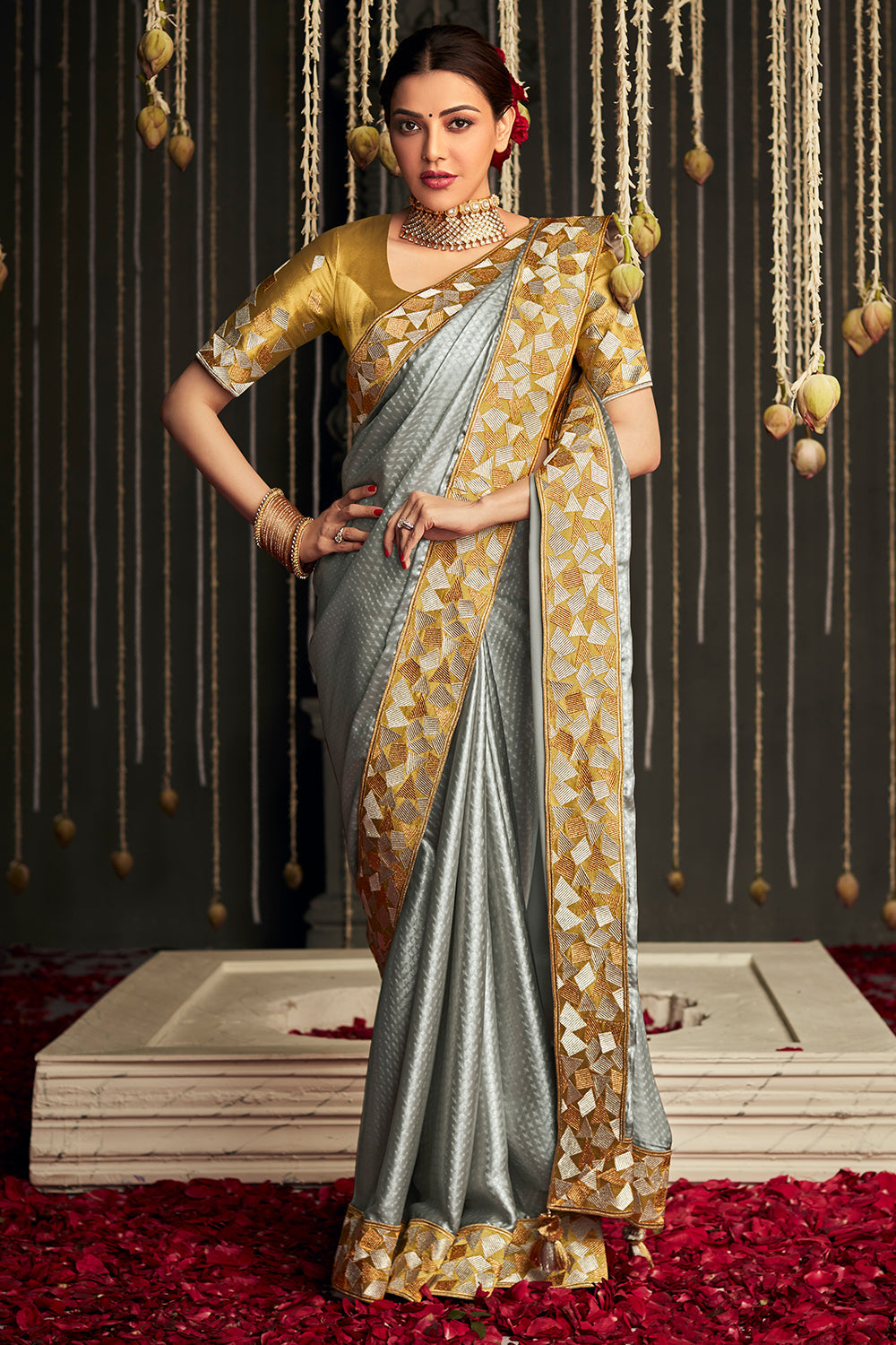 Steel Grey South Silk Saree