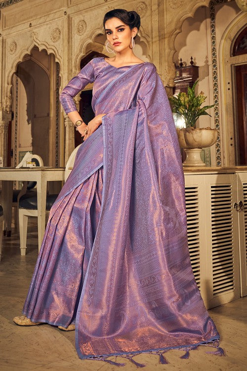 Twitch Purple Kanjivaram Saree