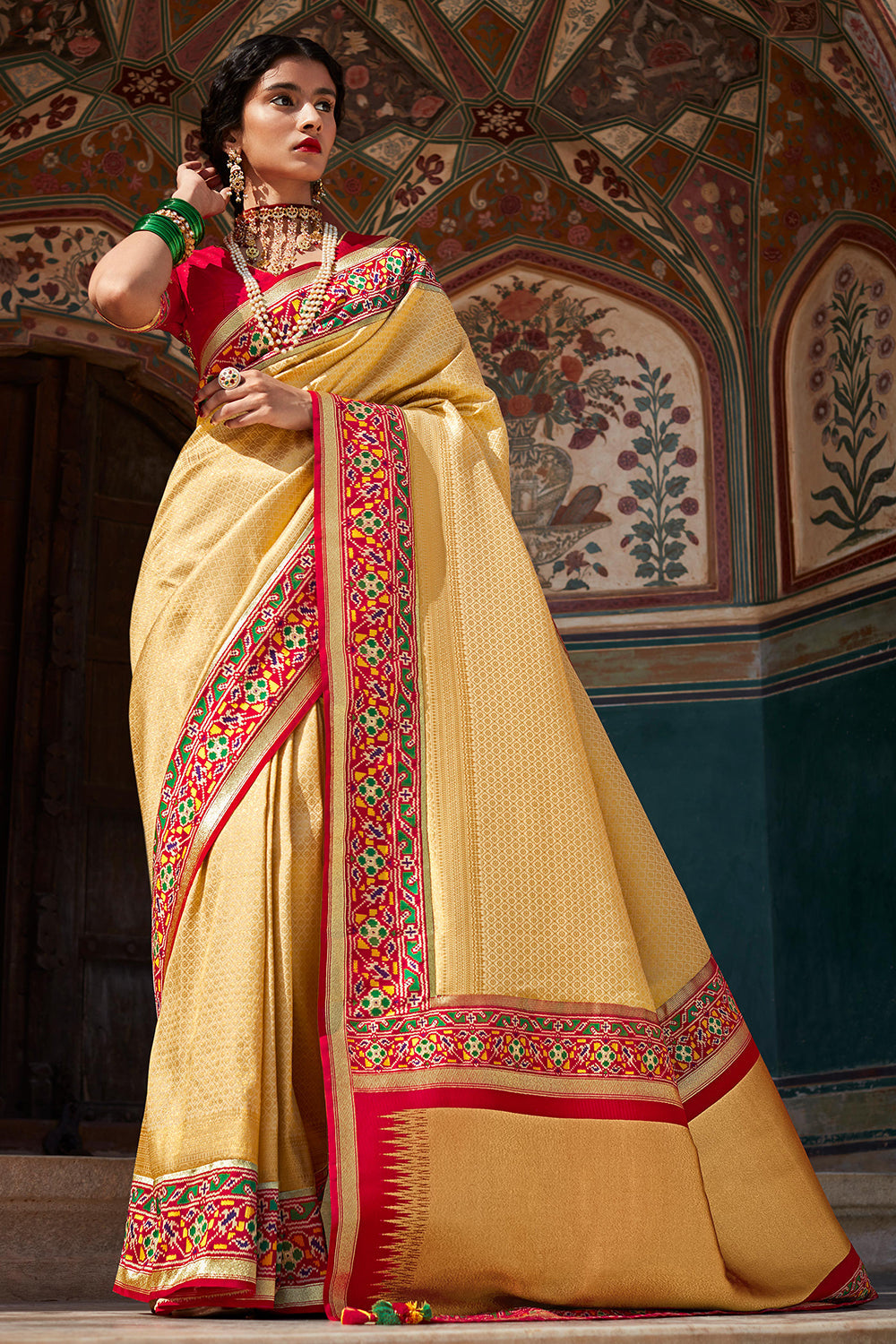 Pastel Yellow Paithani Saree